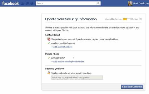 facebook security question